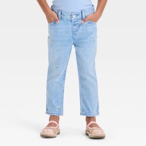 CAT & JACK | Toddler Girls’ Embroidered Daisy Pants in Light Wash